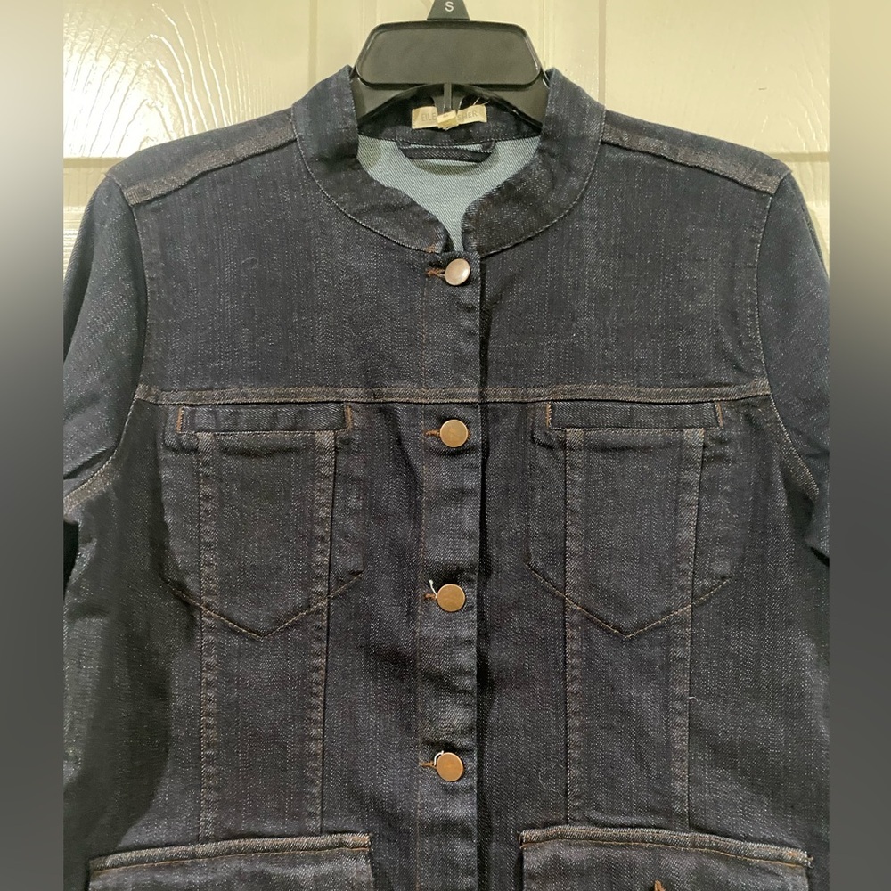 Eileen Fisher Dark Blue Jean Jacket - Picture 6 of 13